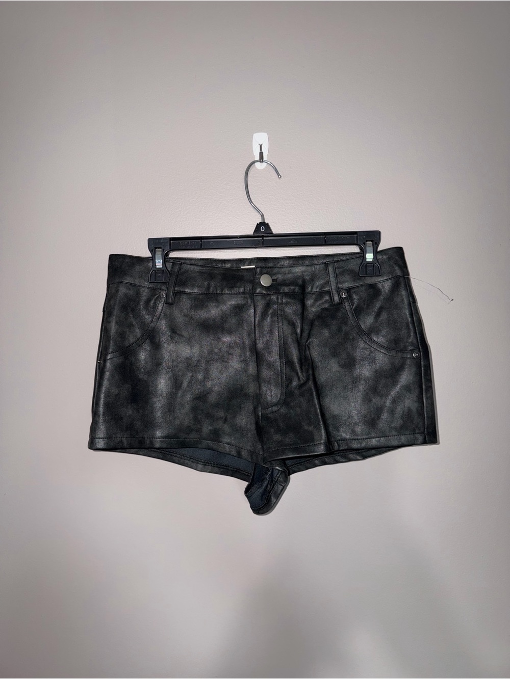 Distressed Faux Leather Hotpant Shorts Size Small